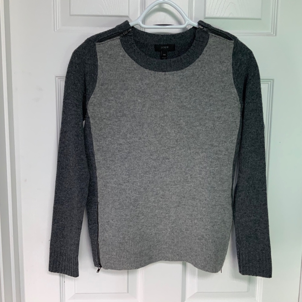 J.Crew Wool Double-zip Colour Block Sweater Women’s XXS Grey and Charcoal